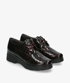 Zapatos inglés Pitillos 10751 en coco burdeos