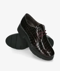 Zapatos inglés Pitillos 10751 en coco burdeos