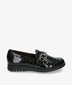 Zapatos planos Blanco y negro 20201 en charol negro